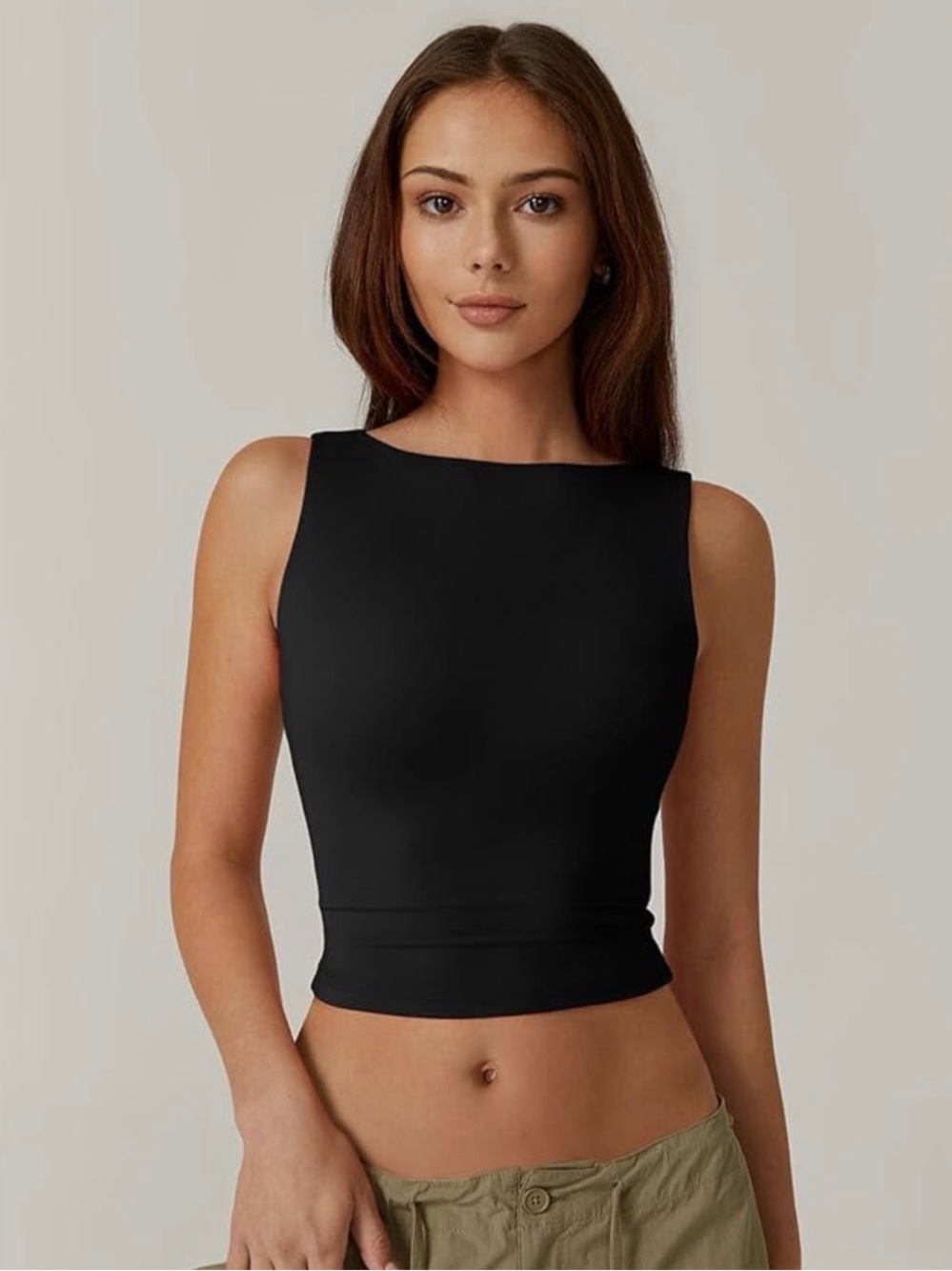 QINSEN Women's Open Back Crop Tank Top